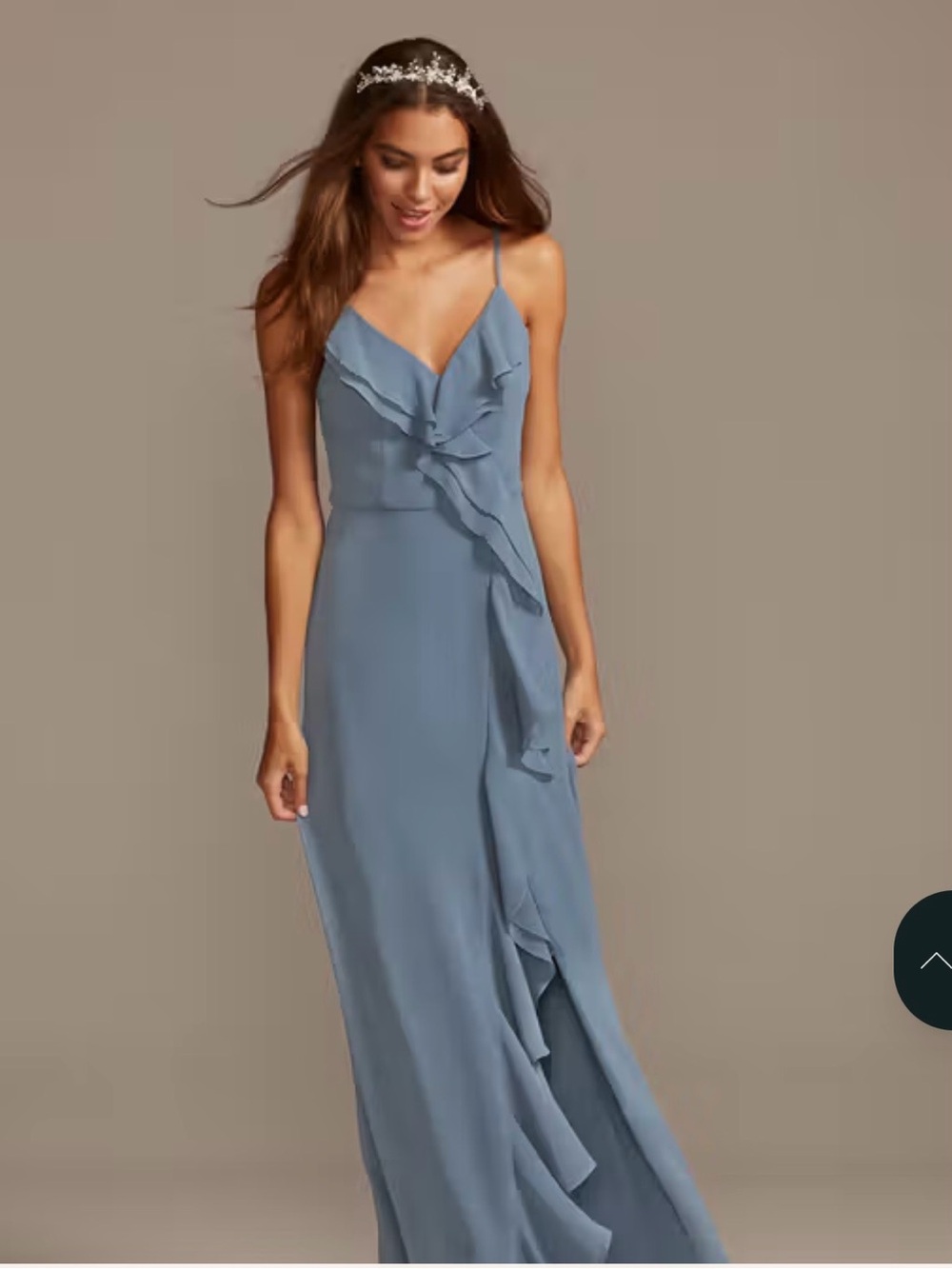 Elegant Blue Ruffled Slip Maxi Dress